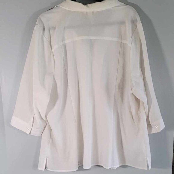 CJ Banks white button up blouse with 3/4 length sleeves. GUC - Picture 9 of 9